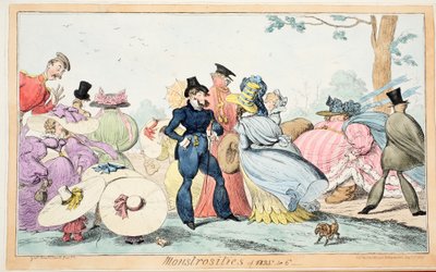 Monstrositäten von 1825 & 6, veröffentlicht 1835 (handkolorierte Gravur) von English School